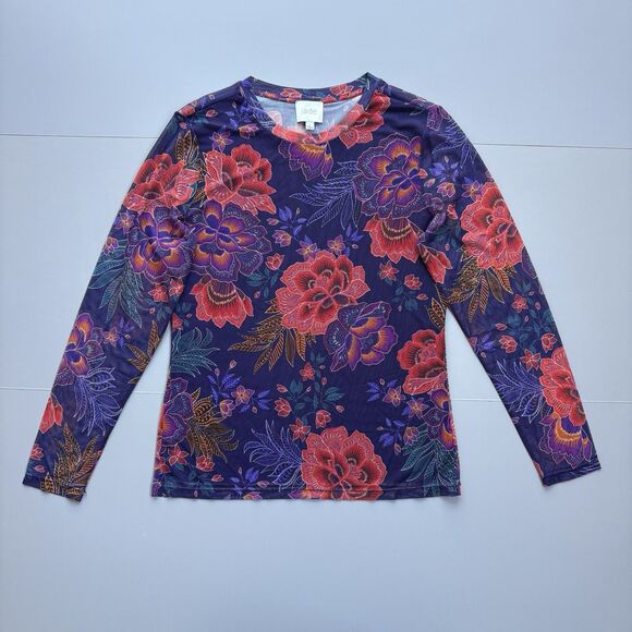 JADE Johnny Was Natalie Long Sleeve Mesh Top Woman Large Floral Whimsical Fairy - Picture 1 of 9